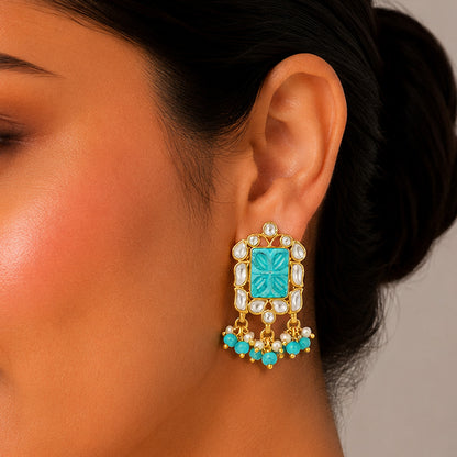 Aqua Bloom 925 Sterling Silver Pearl Charm Earrings