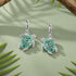 Aqua Shell Turtle Rhodium Plate Earrings