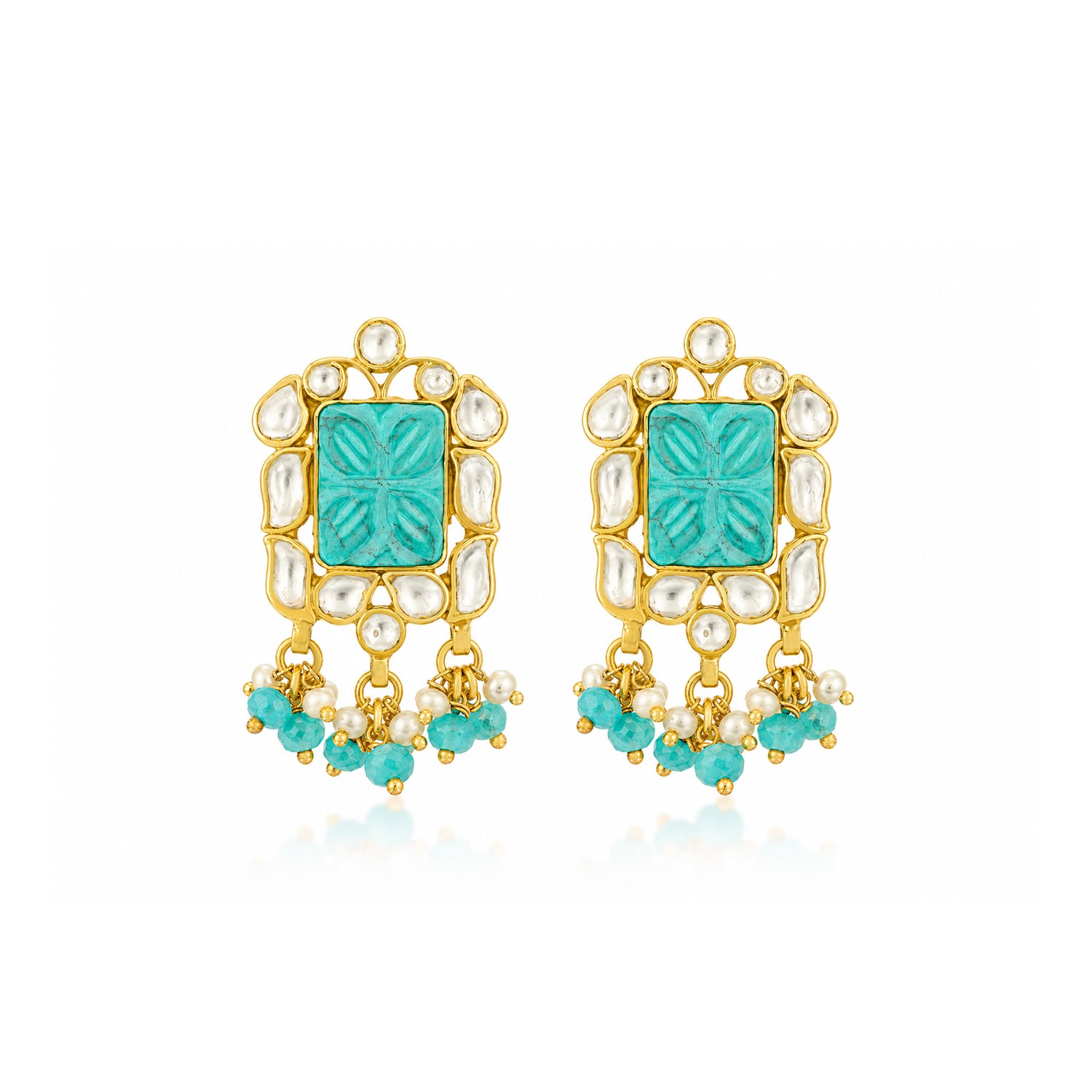 Aqua Bloom 925 Sterling Silver Pearl Charm Earrings