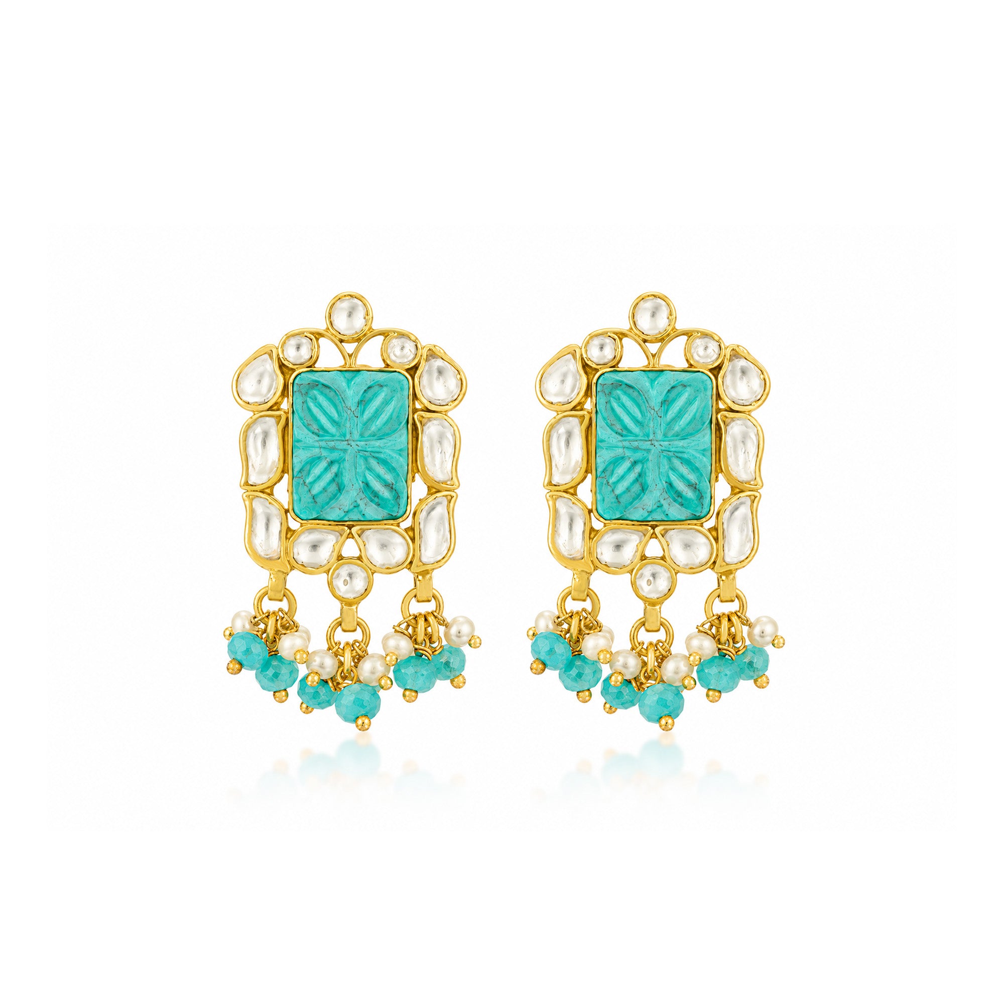 Aqua Bloom 925 Sterling Silver Pearl Charm Earrings