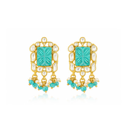 Aqua Bloom 925 Sterling Silver Pearl Charm Earrings