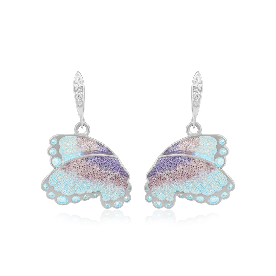 925 Aqua Blue Butterfly Hook Silver Earrings for Women - Nature Inspired Jewellery