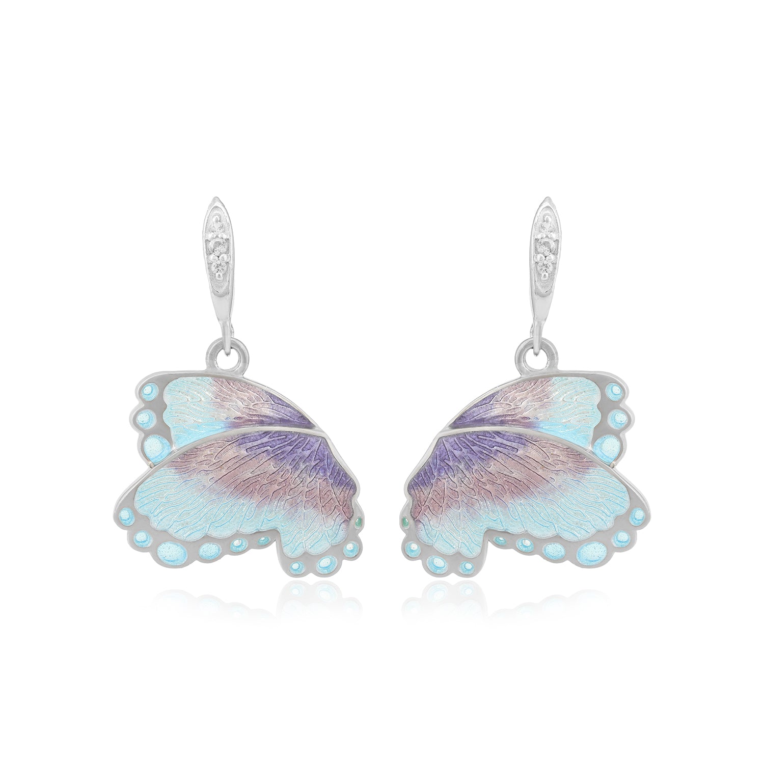 925 Aqua Blue Butterfly Hook Silver Earrings for Women - Nature Inspired Jewellery