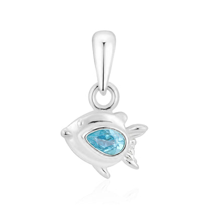 Aqua Dolphin 925 Sterling Silver Crystal Glow Pendant