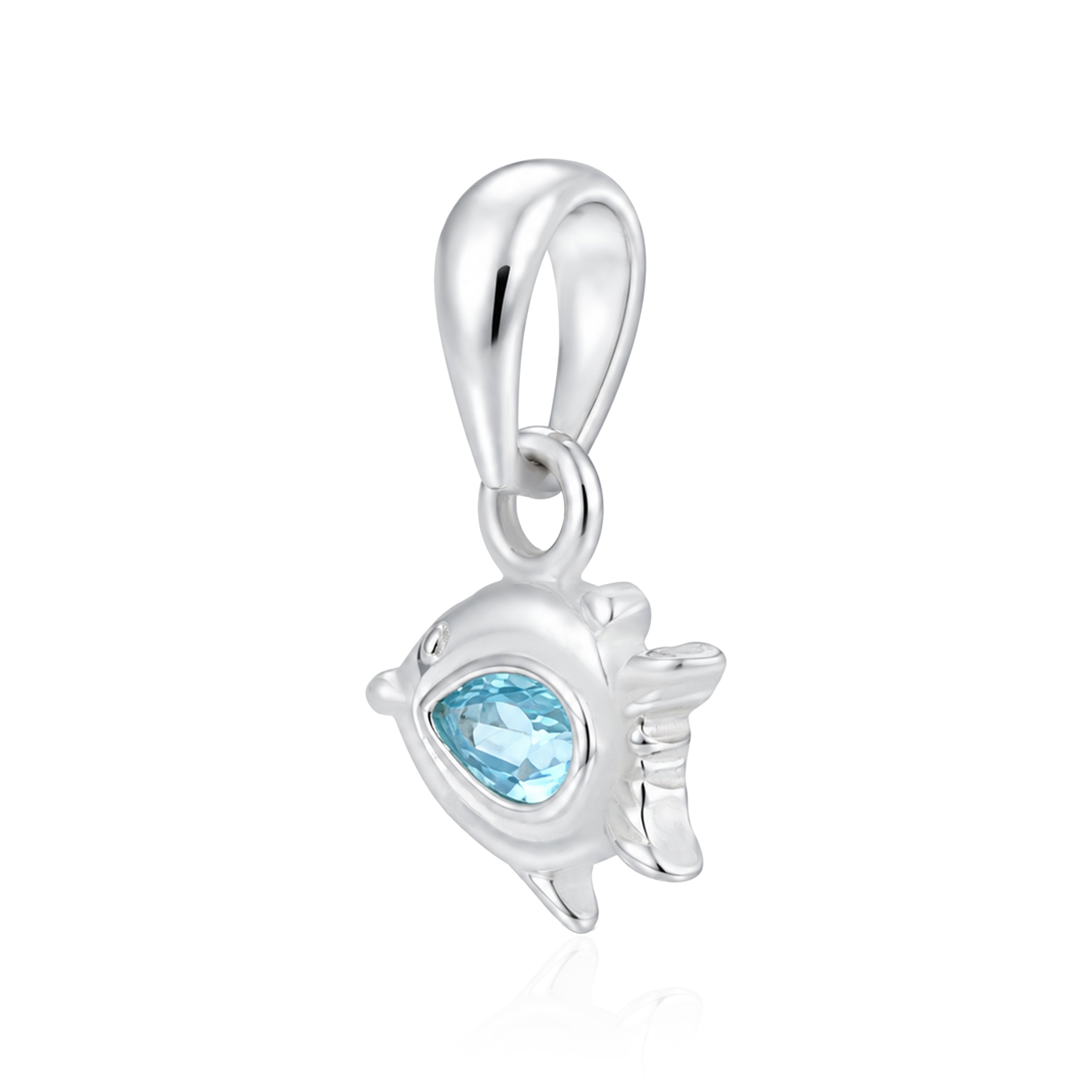 Aqua Dolphin 925 Sterling Silver Crystal Glow Pendant