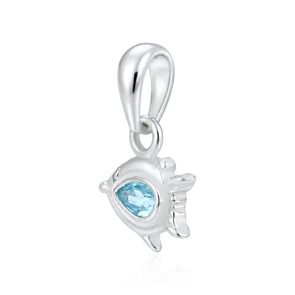 Aqua Dolphin 925 Sterling Silver Crystal Glow Pendant