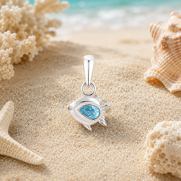 Aqua Dolphin 925 Sterling Silver Crystal Glow Pendant