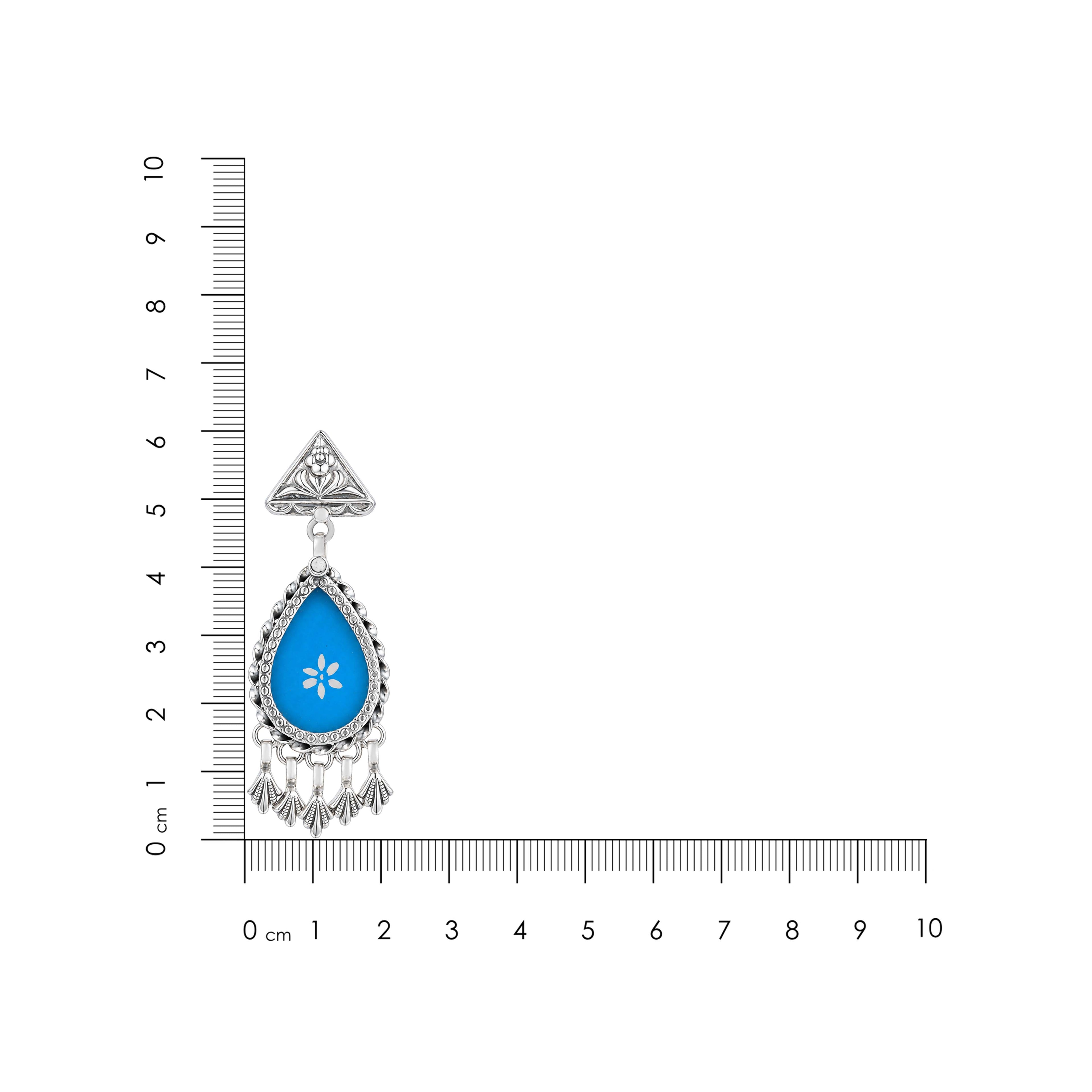 Aqua Floral Drop 925 Sterling Silver Fashion Earring