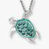 Aqua Shell Turtle Rhodium Plated Chain Pendants