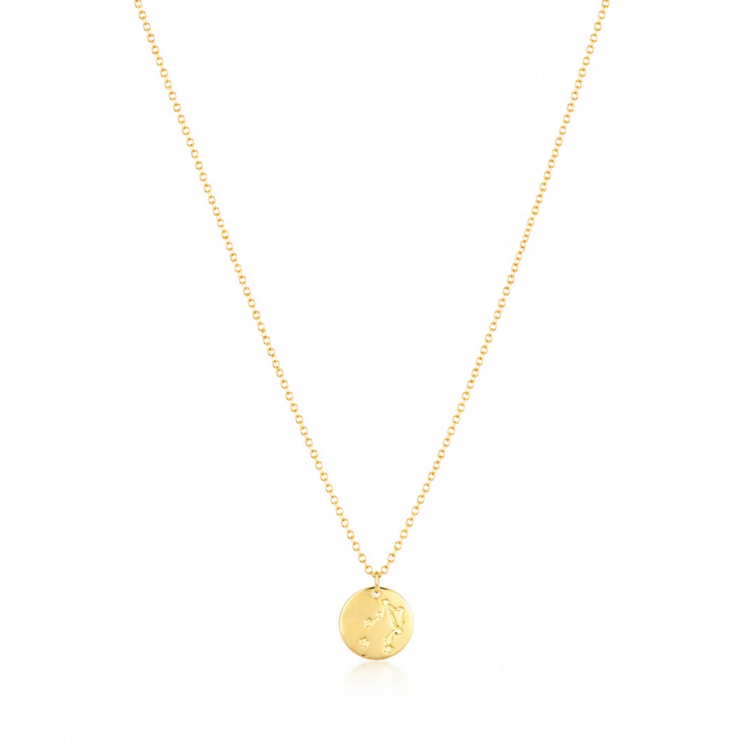 Aquarius Zodiac Symbol 925 Sterling Silver Golden Chain Pendant for Women