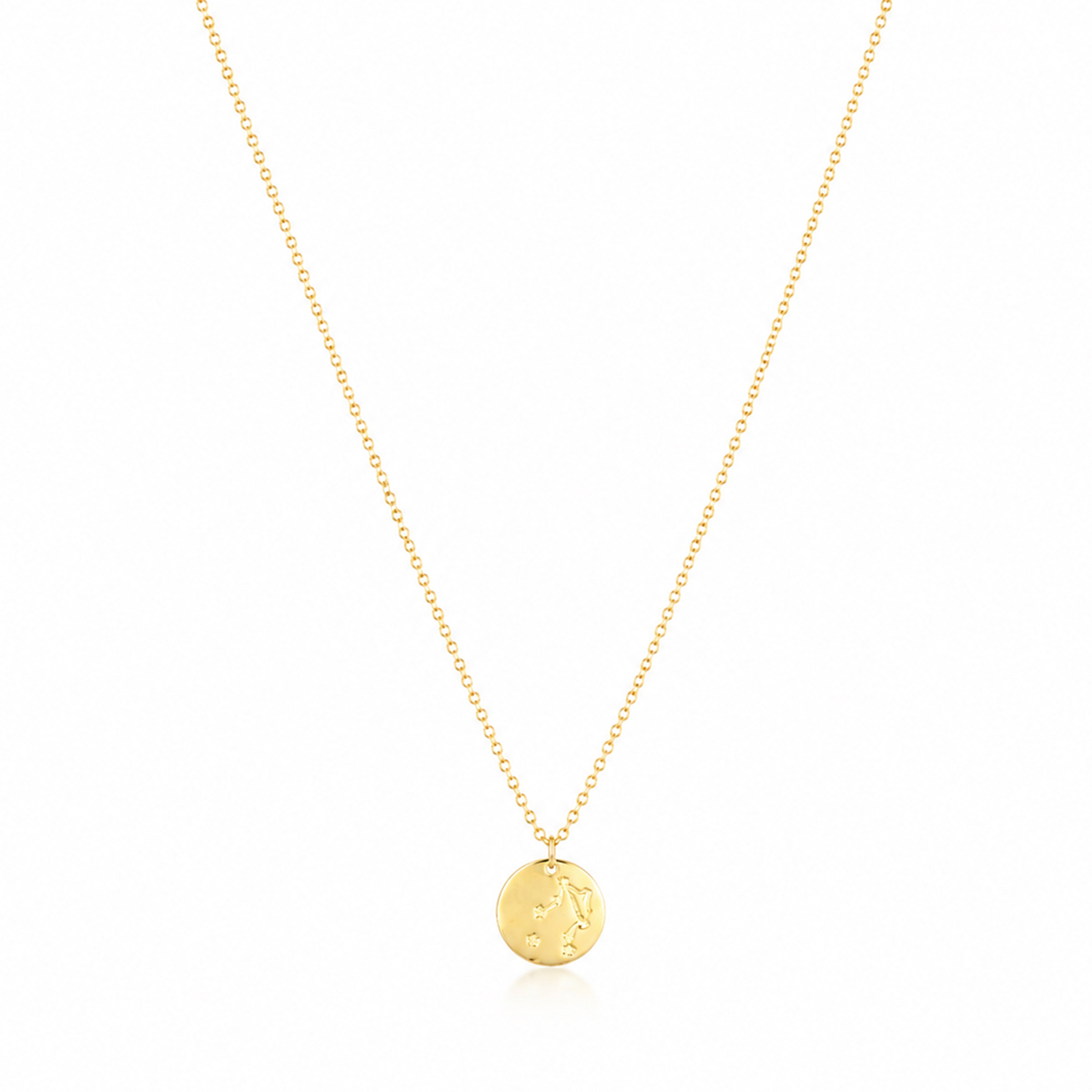 Aquarius Zodiac Symbol 925 Sterling Silver Golden Chain Pendant for Women