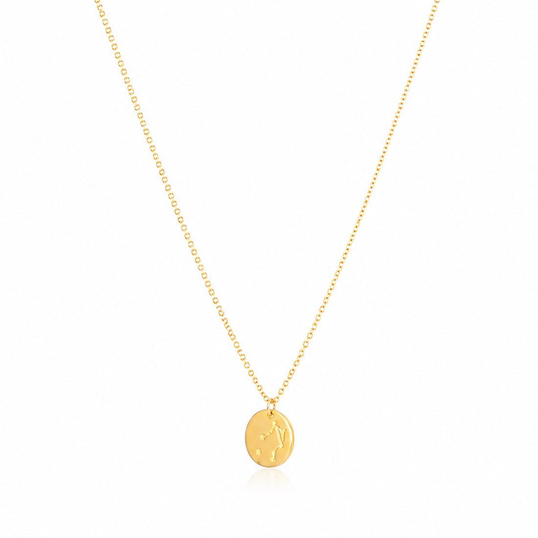 Aquarius Zodiac Symbol 925 Sterling Silver Golden Chain Pendant for Women