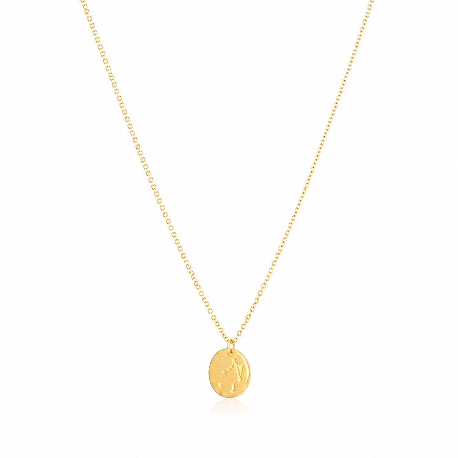 Aquarius Zodiac Symbol 925 Sterling Silver Golden Chain Pendant for Women