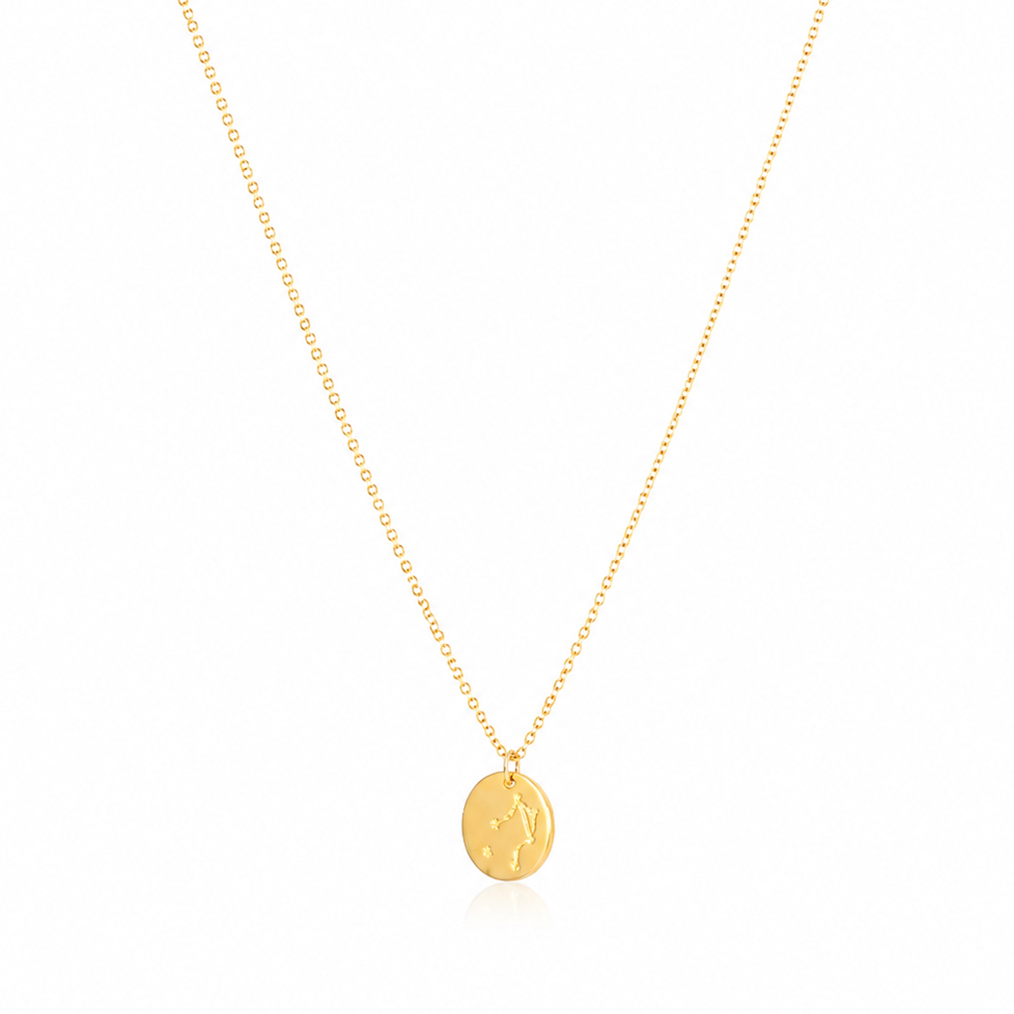 Aquarius Zodiac Symbol 925 Sterling Silver Golden Chain Pendant for Women