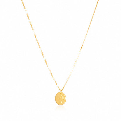 Aquarius Zodiac Symbol 925 Sterling Silver Golden Chain Pendant for Women