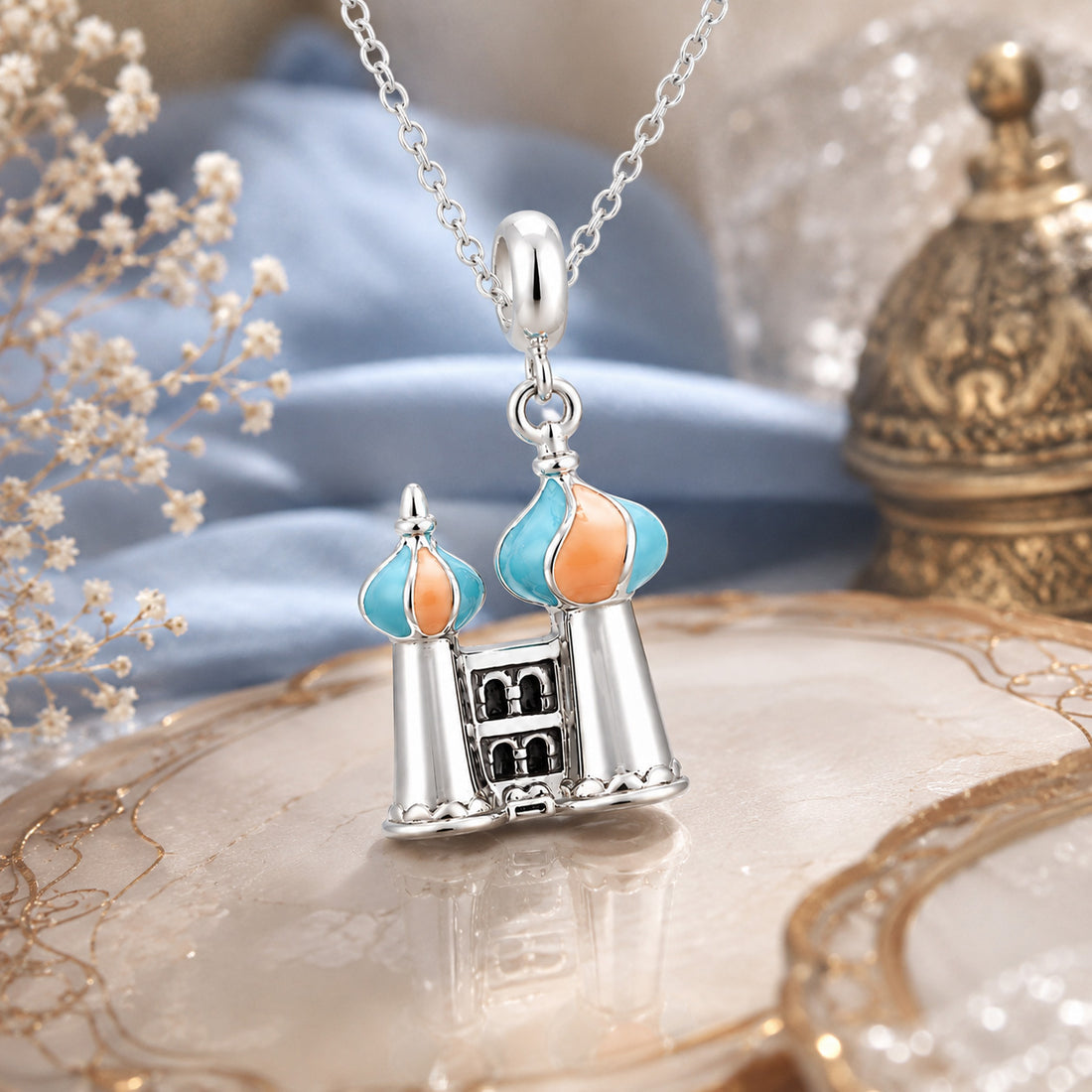 Arabian Castle Inspired 925 Sterling Silver Charm for Kids