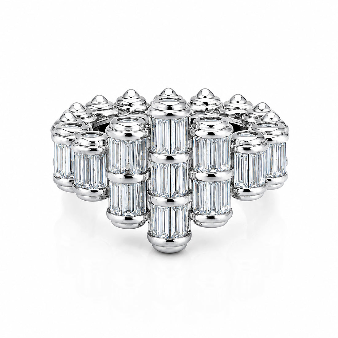 Architectural Baguette Crown Sterling Silver Ring