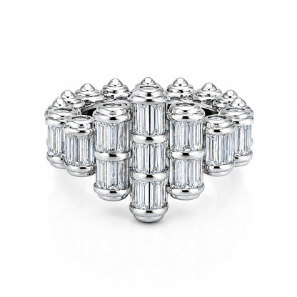 Architectural Baguette Crown Sterling Silver Ring