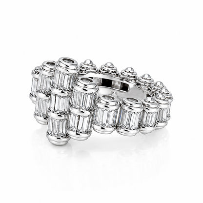 Architectural Baguette Crown Sterling Silver Ring