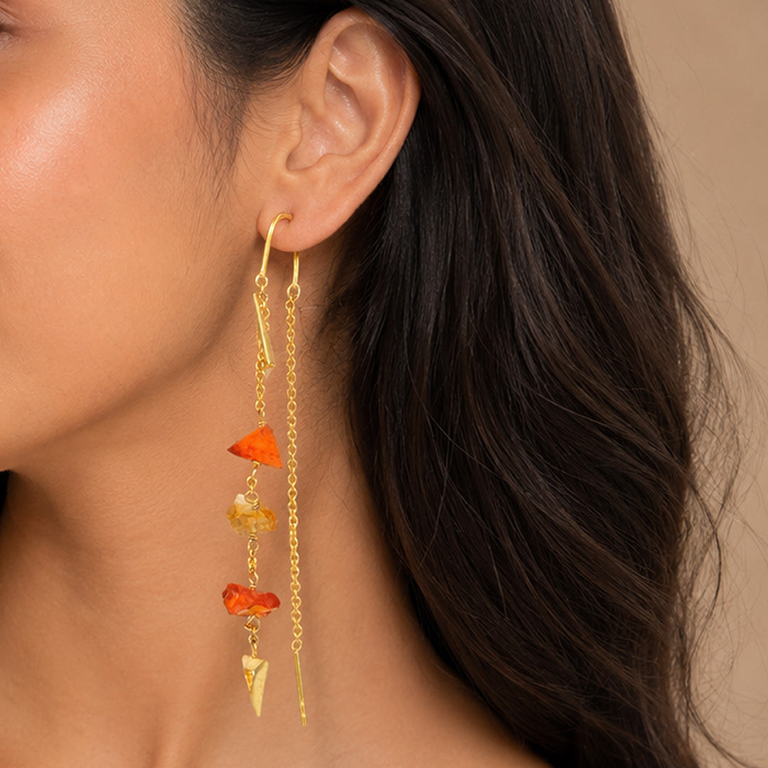 Artisan Coral Dangle 925 Sterling Silver Earrings