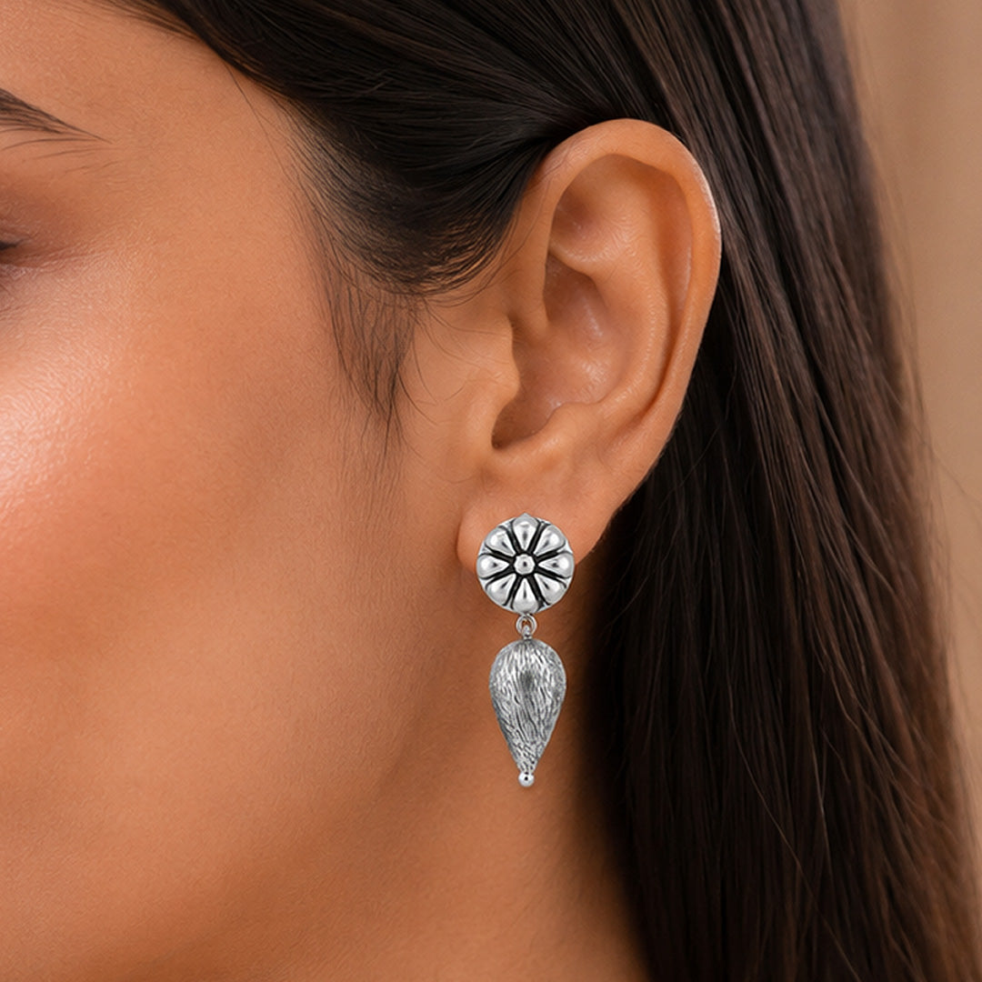 Artisan Floral Grace 925 Sterling Silver Premium Earrings