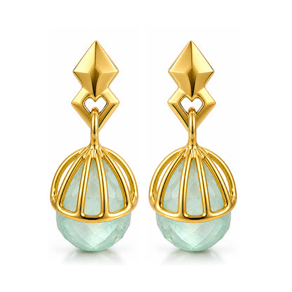 Artisan Gold PlatedCage Dangle 925 Sterling Silver Earrings
