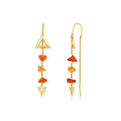 Artisan Coral Dangle 925 Sterling Silver Earrings
