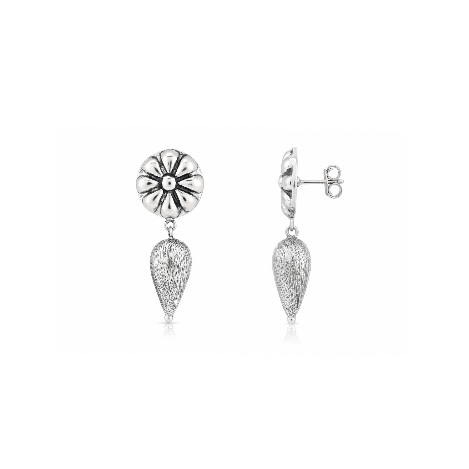Artisan Floral Grace 925 Sterling Silver Premium Earrings