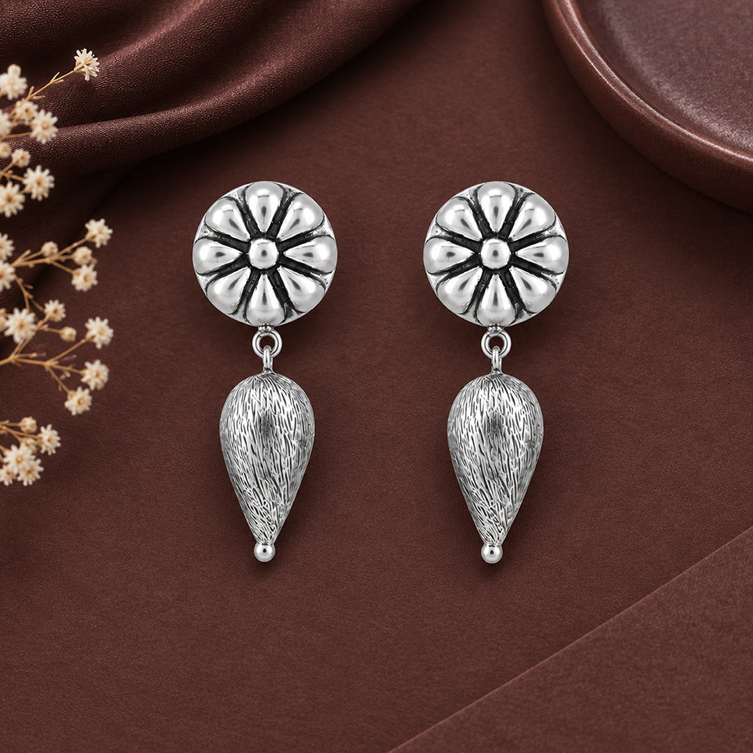 Artisan Floral Grace 925 Sterling Silver Premium Earrings