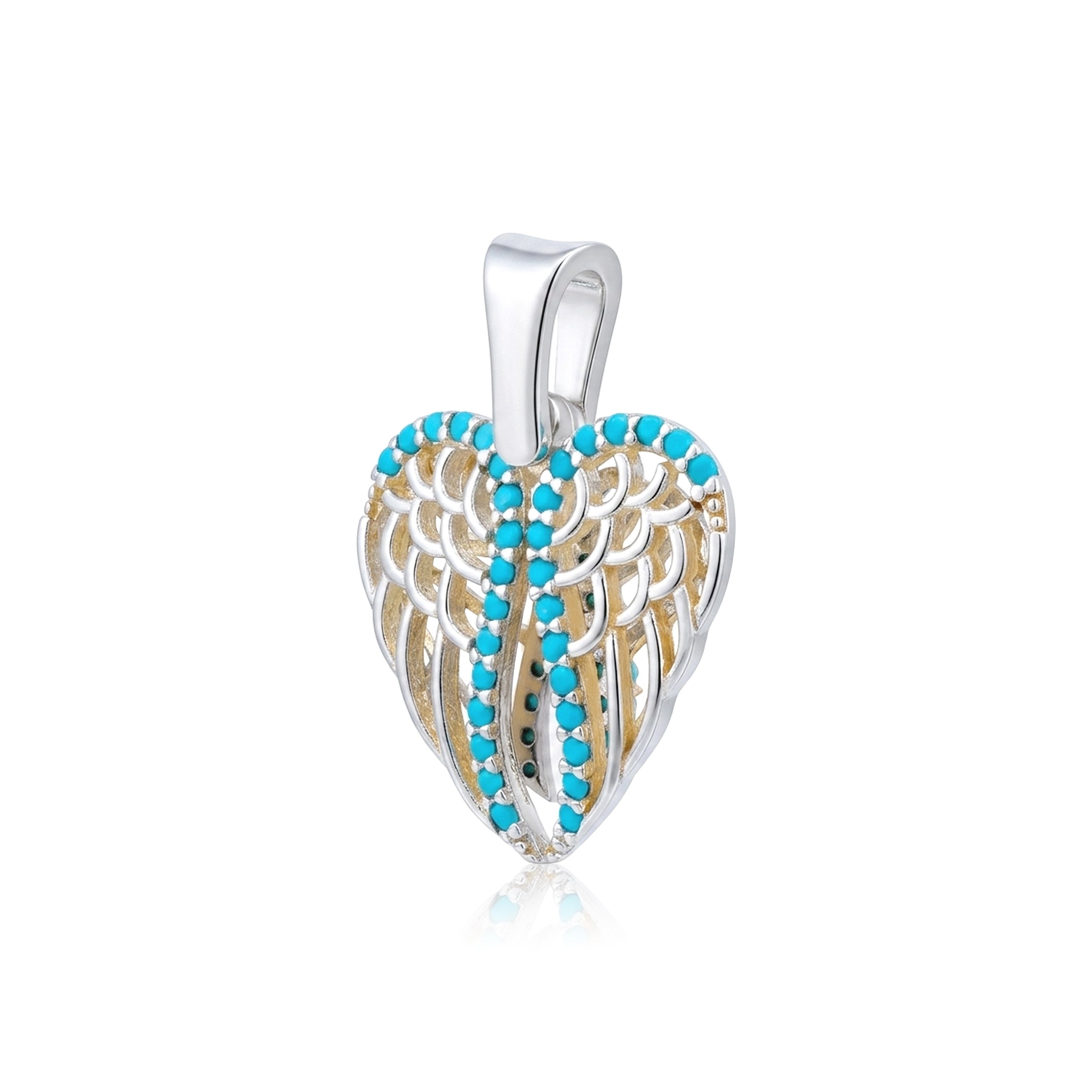 Artistic Blue Heart 925 Sterling Silver Pendant for Women