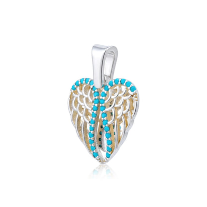 Artistic Blue Heart 925 Sterling Silver Pendant for Women
