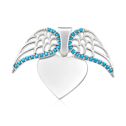 Artistic Blue Heart 925 Sterling Silver Pendant for Women