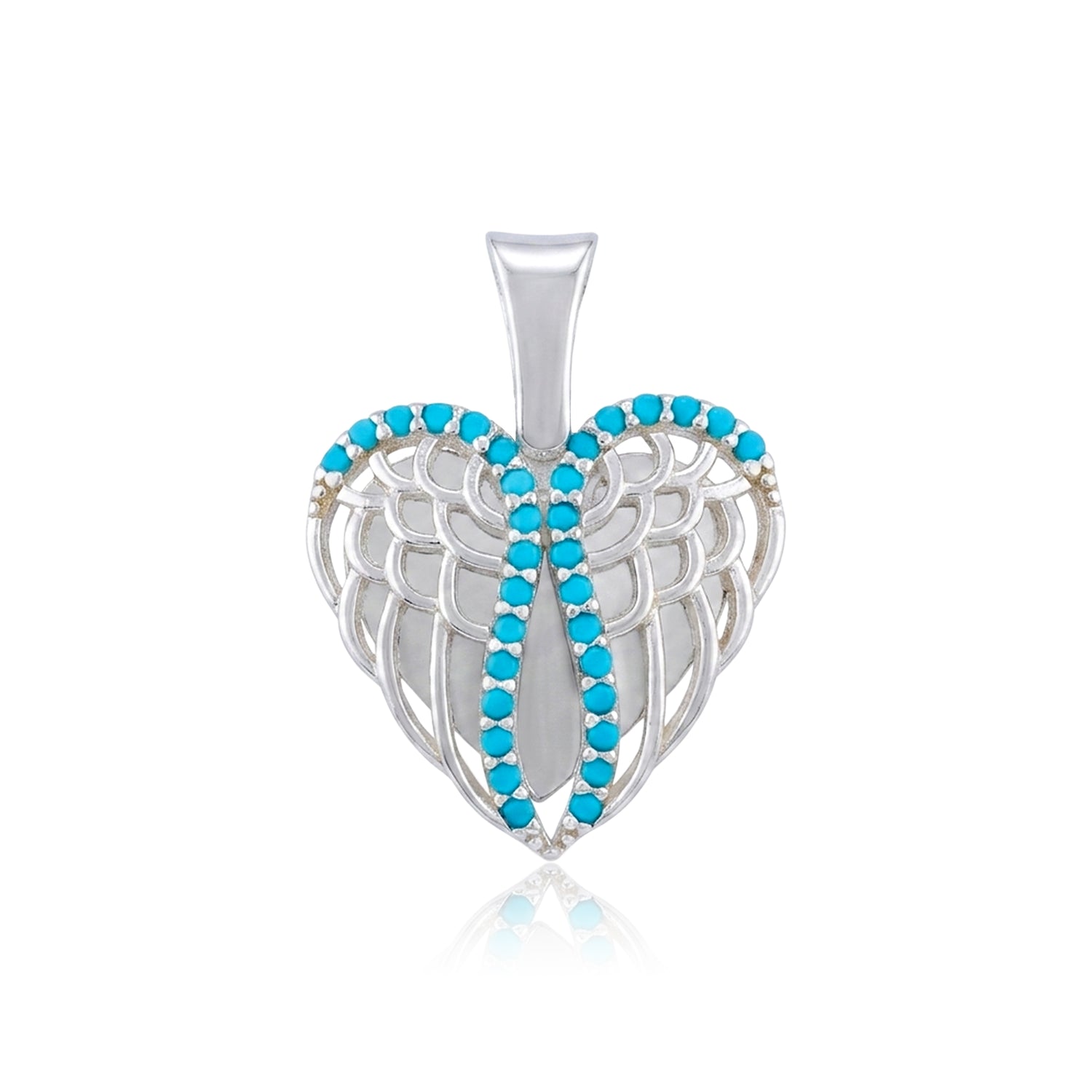 Artistic Blue Heart 925 Sterling Silver Pendant for Women