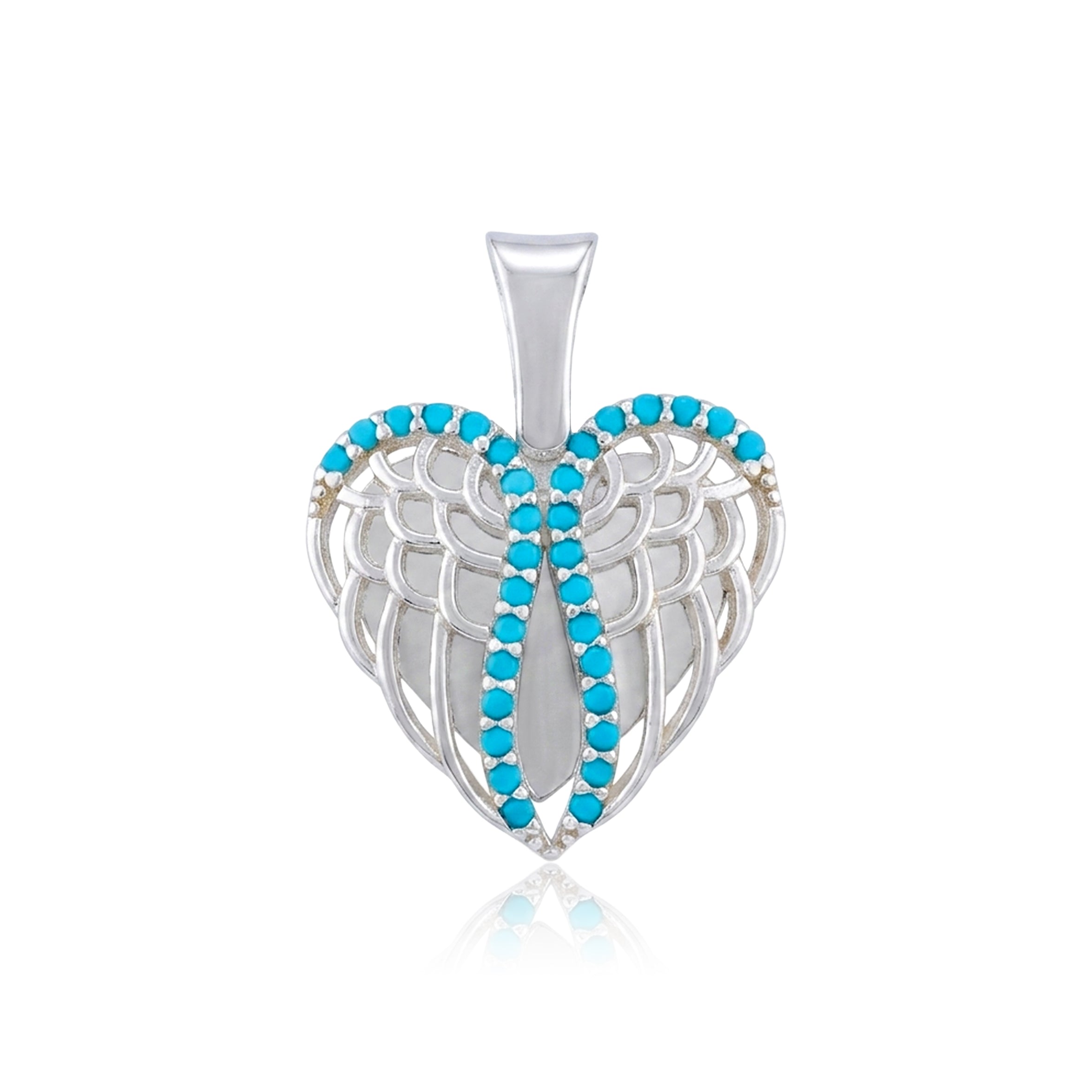 Artistic Blue Heart 925 Sterling Silver Pendant for Women