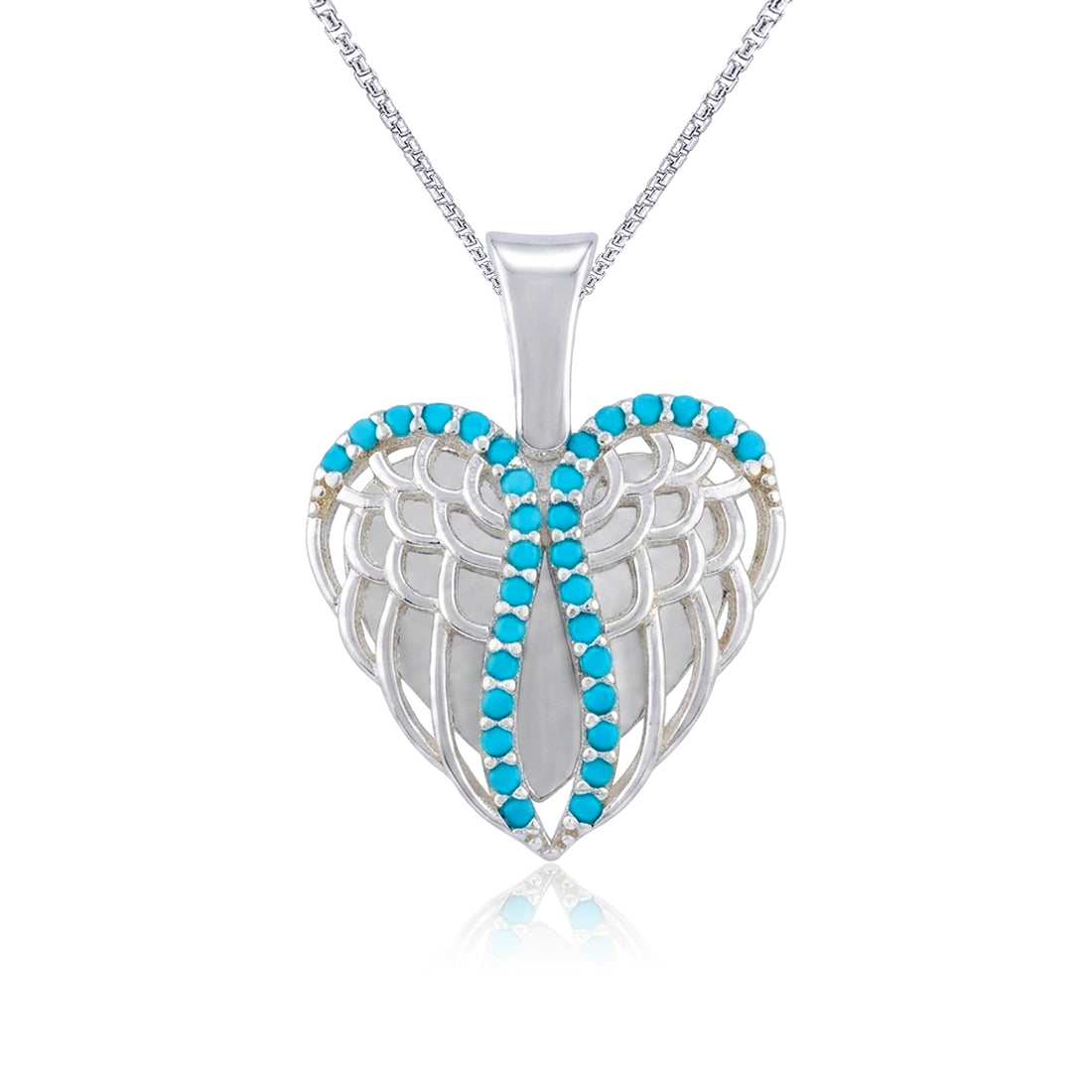 Artistic Blue Heart 925 Sterling Silver Pendant for Women