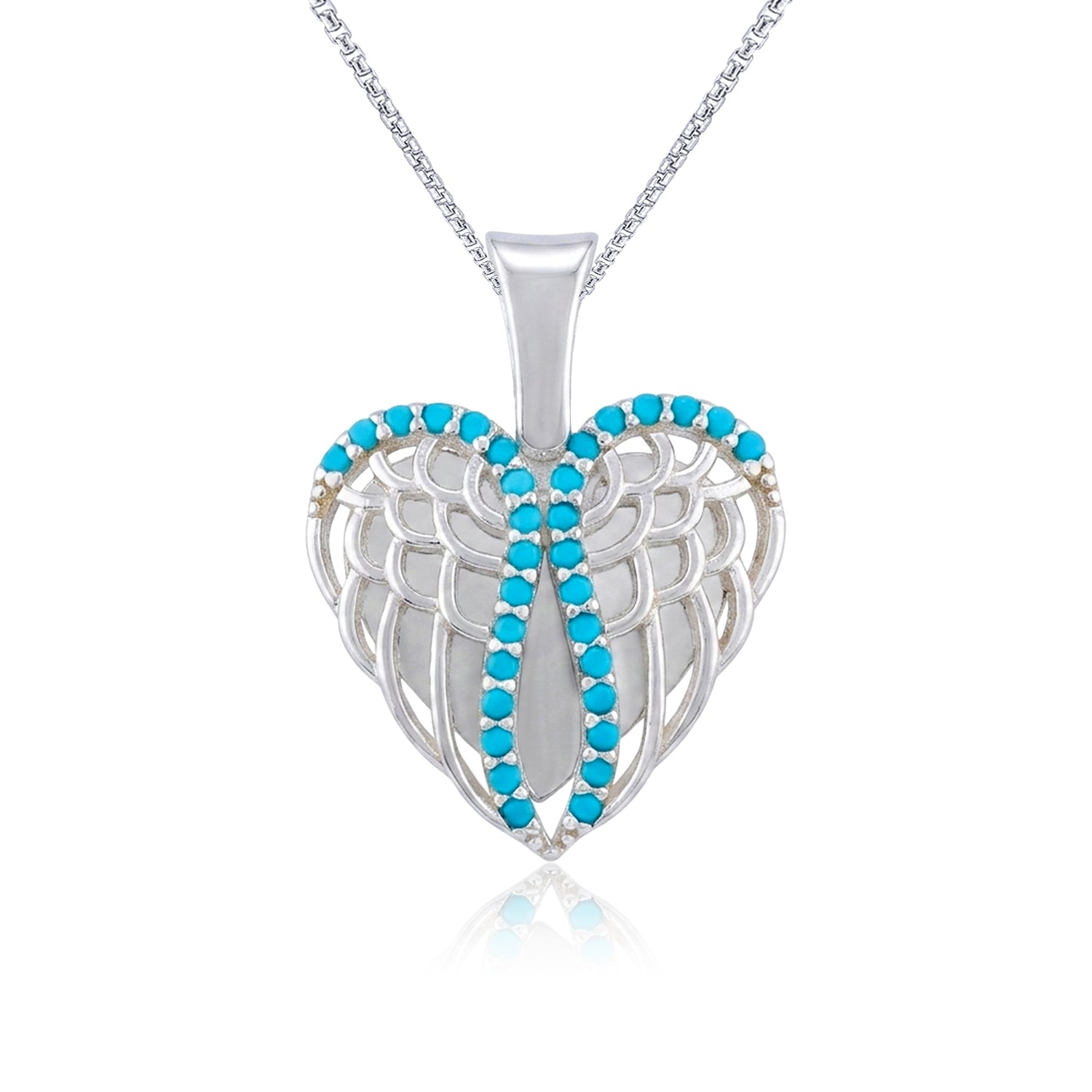 Artistic Blue Heart 925 Sterling Silver Pendant for Women