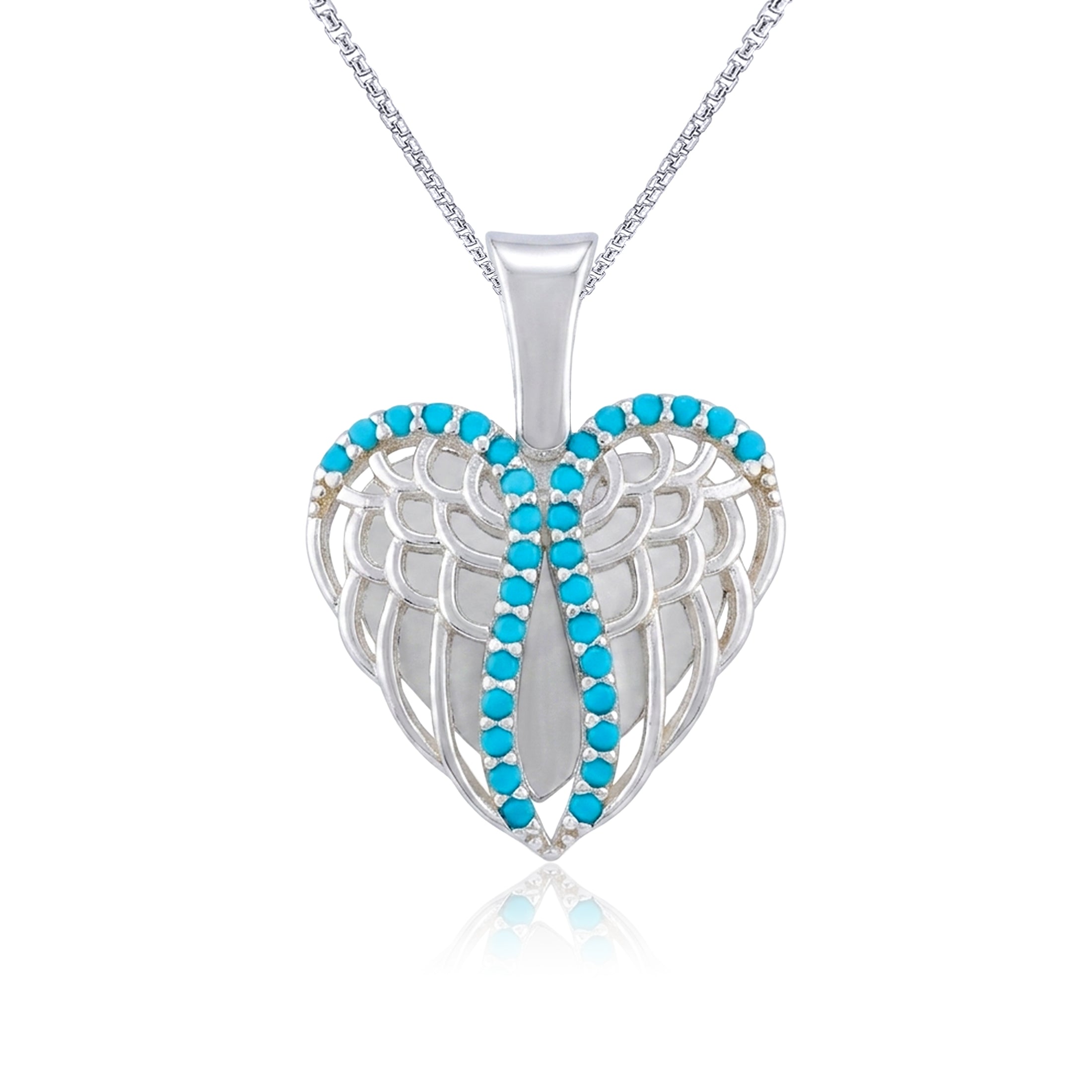 Artistic Blue Heart 925 Sterling Silver Pendant for Women