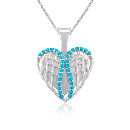 Artistic Blue Heart 925 Sterling Silver Pendant for Women