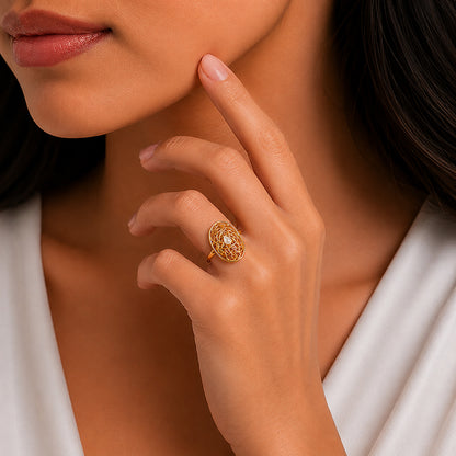 Artistic Pearl Maze 925 Sterling Silver Cocktail Ring