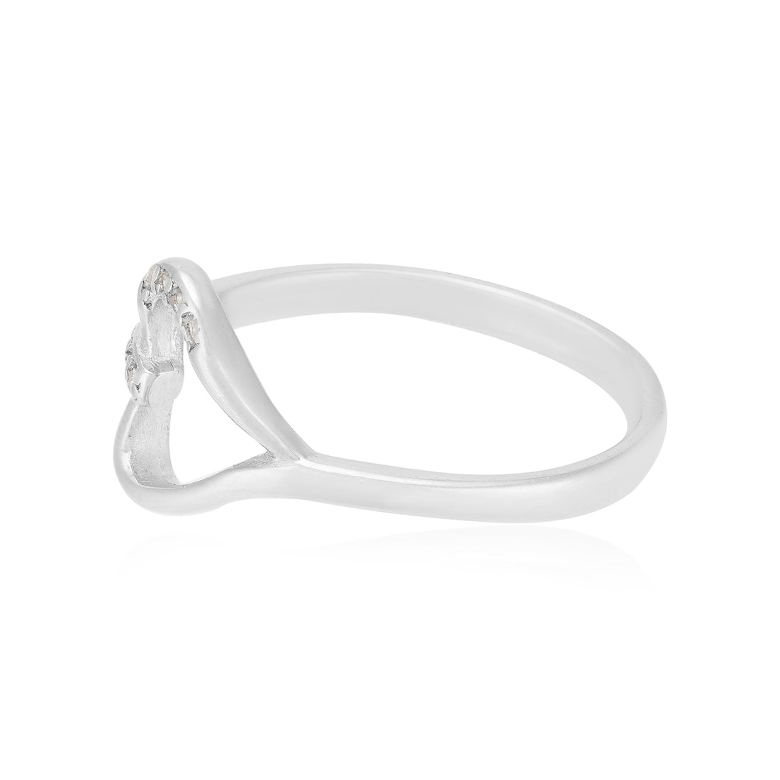 Asymmetric Heart Sleek Stone Rhodium Plated 925 Rings