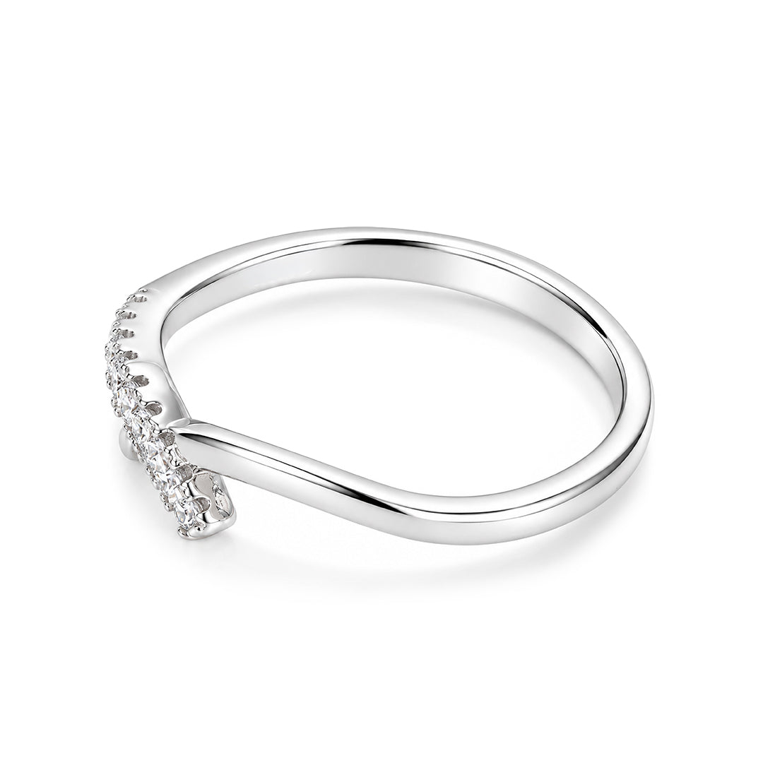 Asymmetrical Criss-Cross Pave Sterling Silver Ring