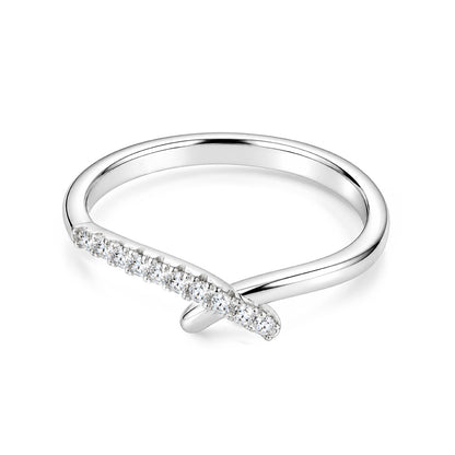Asymmetrical Criss-Cross Pave Sterling Silver Ring