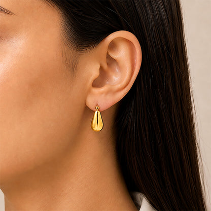 Aurelia Glossy Gold Teardrop Hoop Earrings