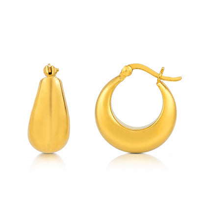 Aurelia Glossy Gold Teardrop Hoop Earrings