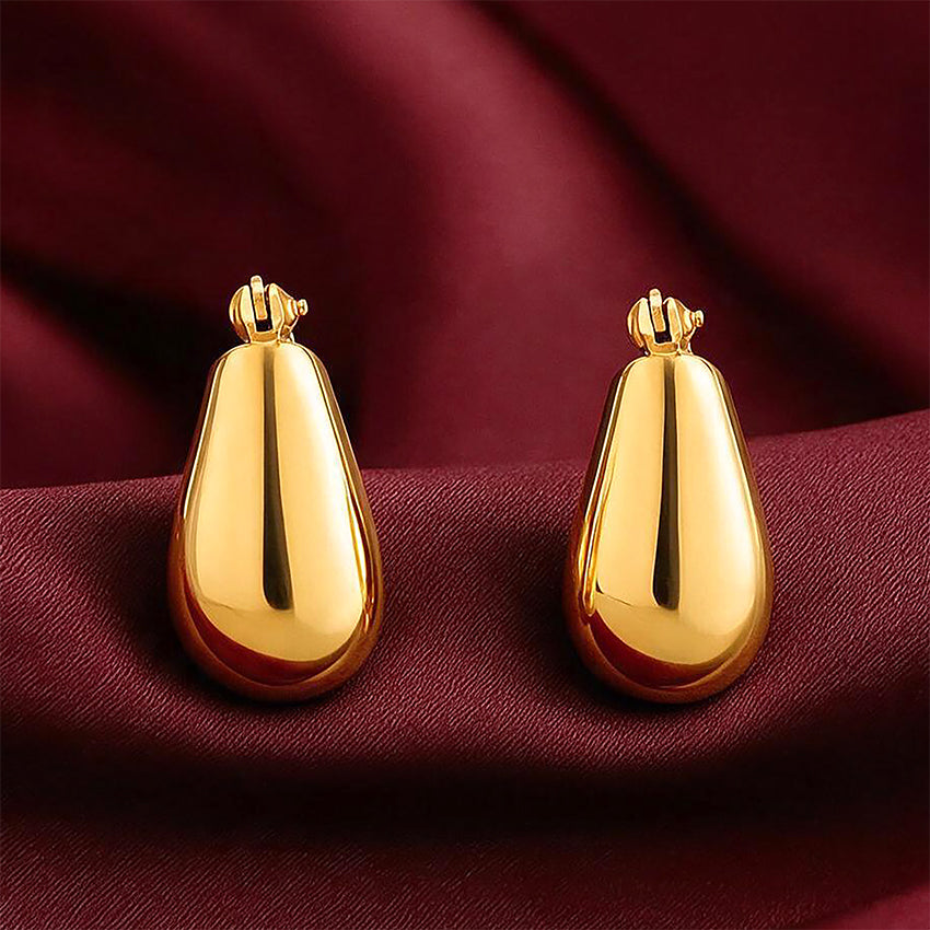 Aurelia Glossy Gold Teardrop Hoop Earrings