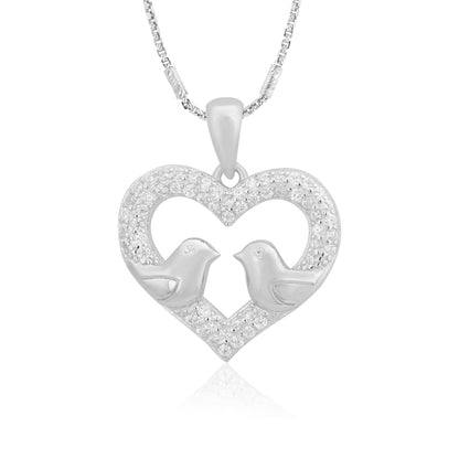 Avian Love Rhodium Crystal Heart Pendants