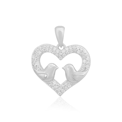 Avian Love Rhodium Plated Crystal Heart Pendants