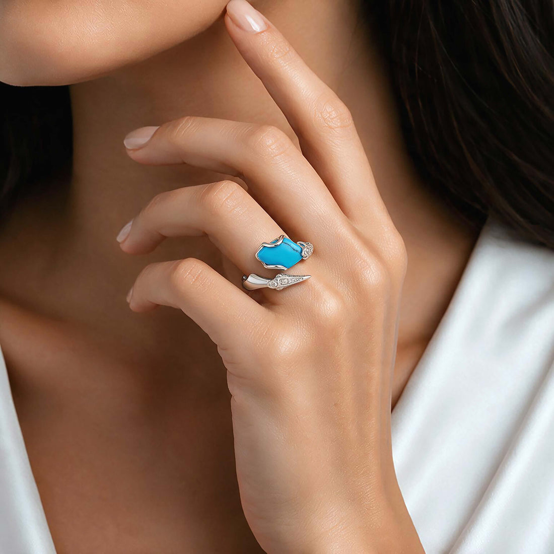 Azure Lagoon Beauty 925 Sterling Silver Designer Ring