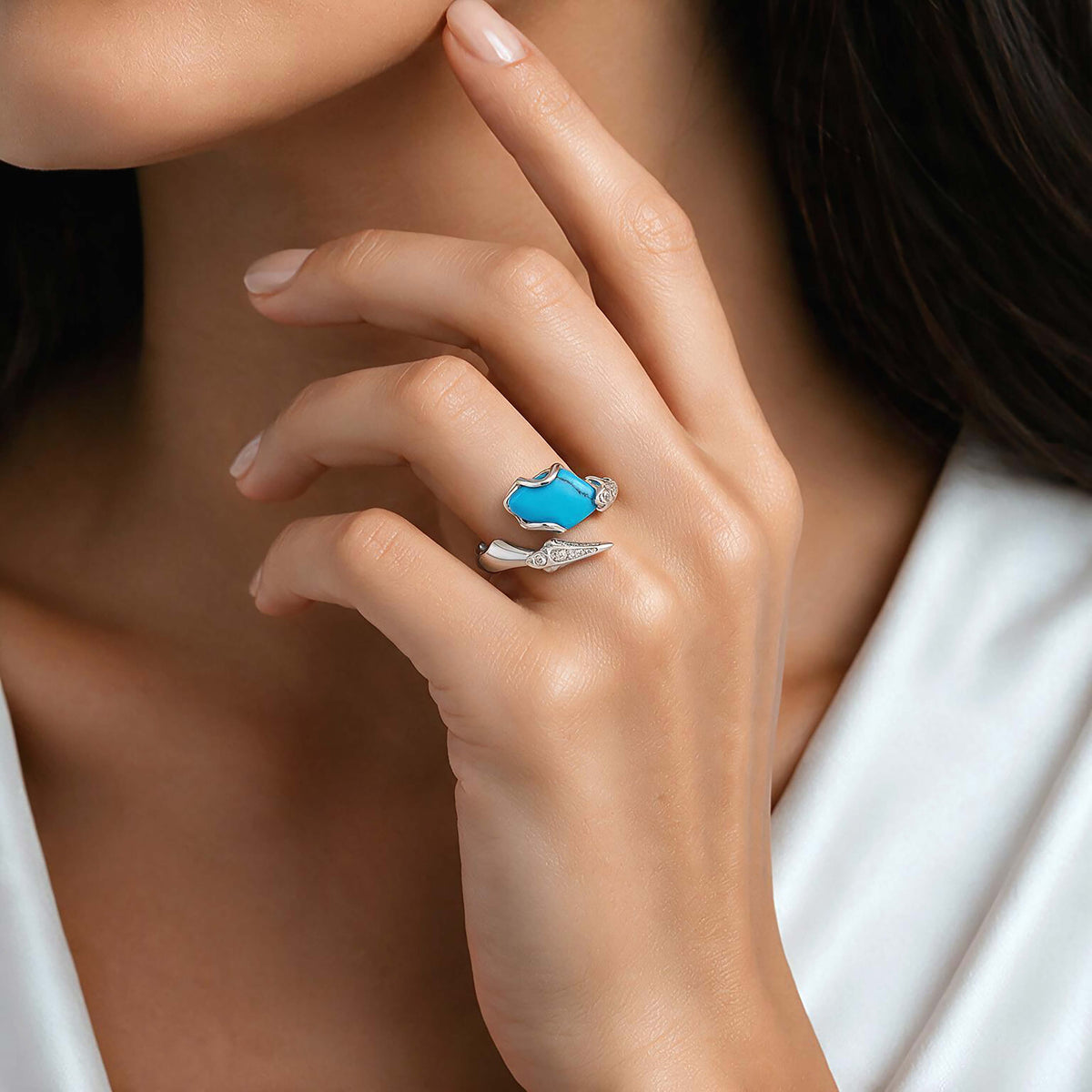 Azure Lagoon Beauty 925 Sterling Silver Designer Ring