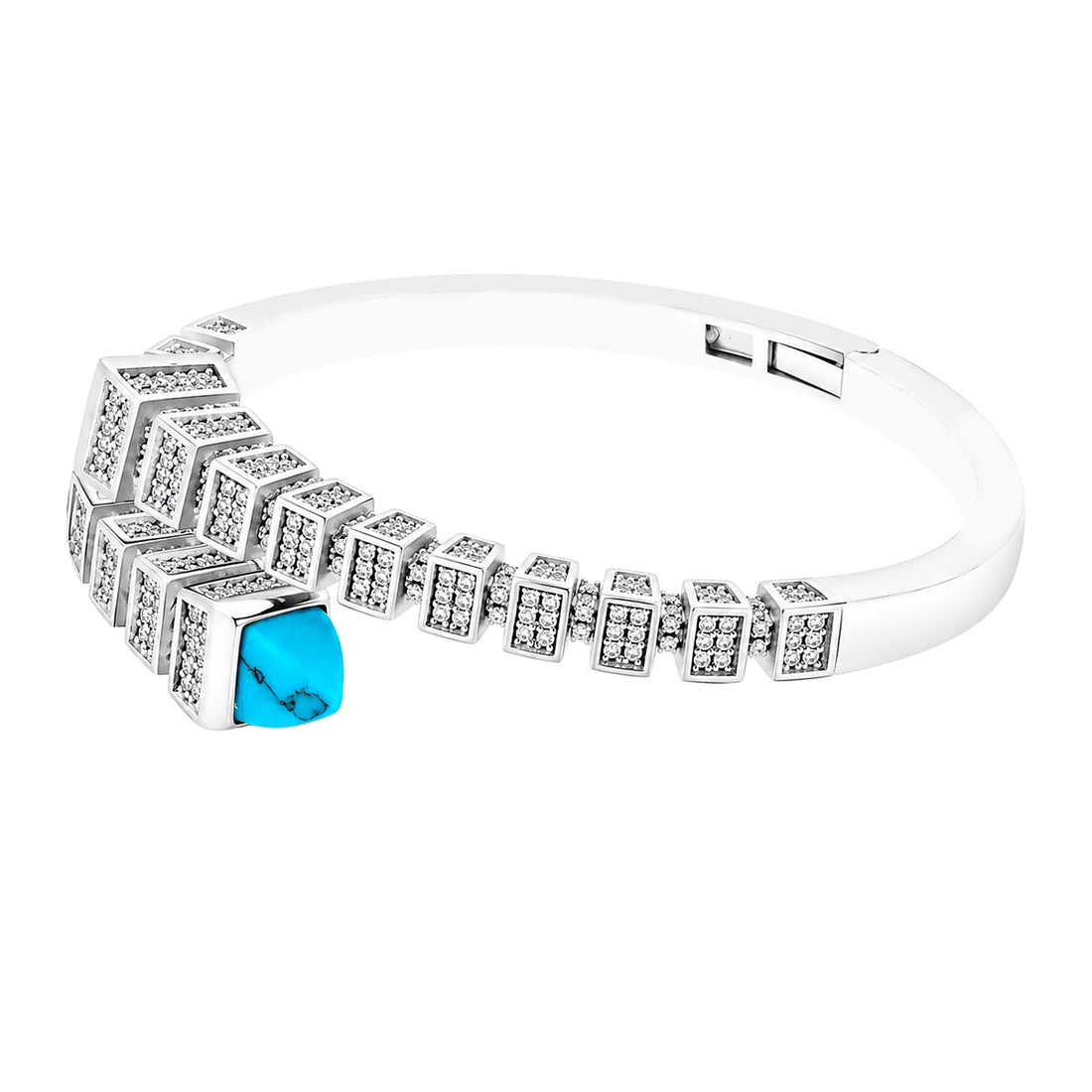 Azure Geometry Sparkle 925 Sterling Silver Kada for Women